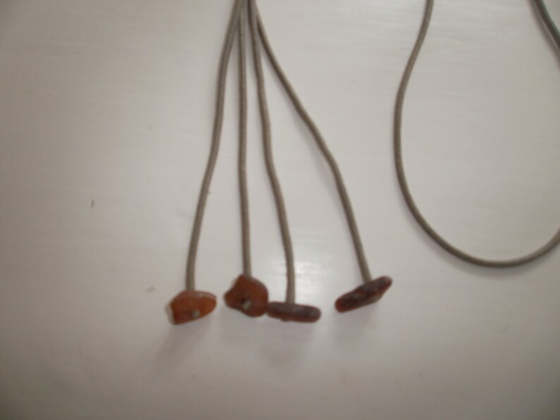 Hand-made Khaki and Brown cord string necklace with Brown Greek sea glass