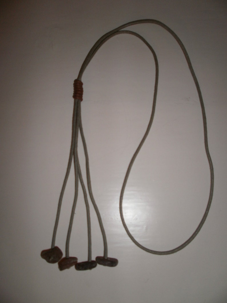 Hand-made Khaki and Brown cord string necklace with Brown Greek sea glass