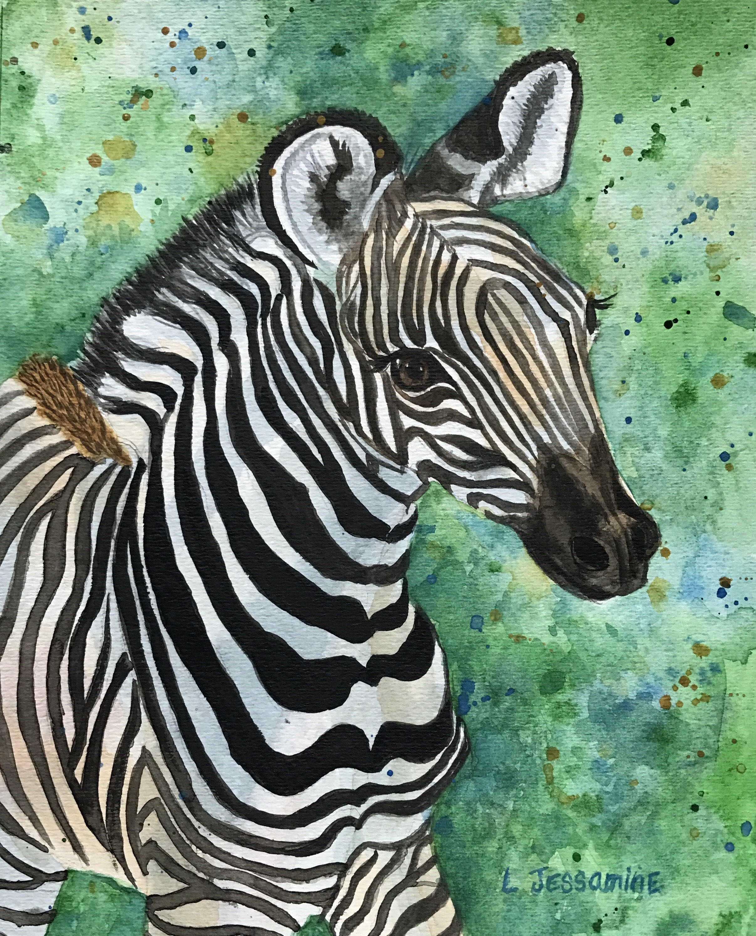 Zebra Painting Zebra Art Black and White Zebra Original Etsy