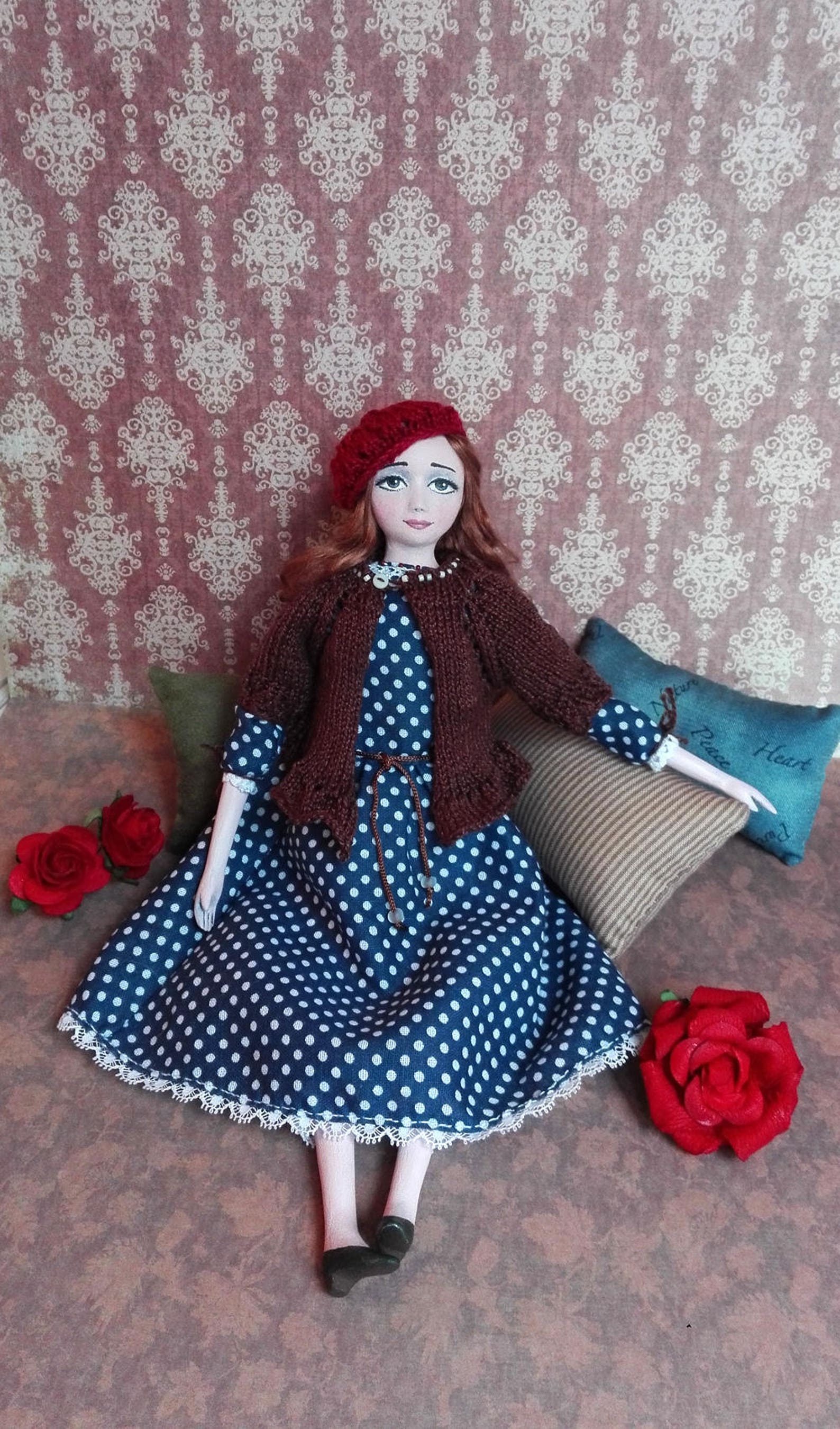 Handmade boudoir doll mixed media doll clay cloth dolls art Etsy