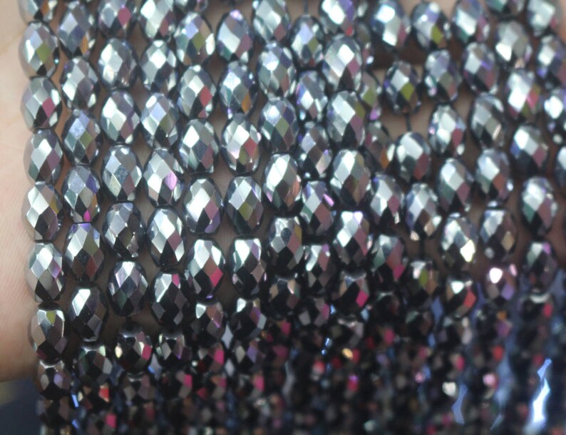 Faceted Rice Hematite Beads,Natural Hematite Beads,15 inches per strand