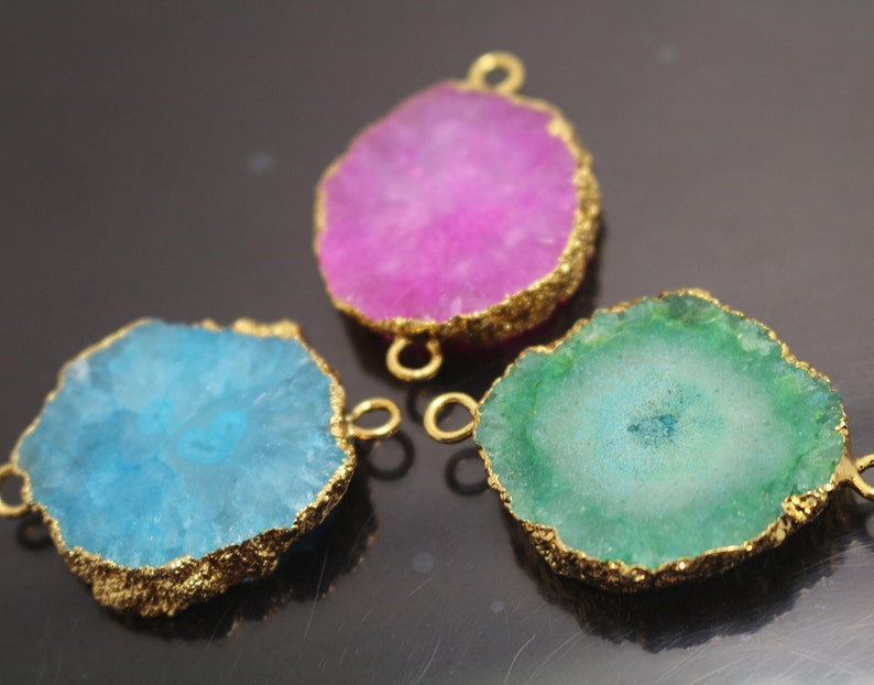 Druzy Agate Pendant,Gold Electroplate Edge Druzy,Gold Pendants