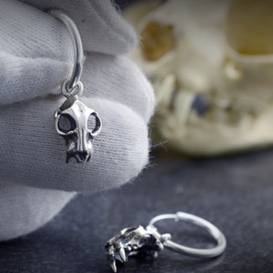 Sterling Silver Tiger Skull Hoop Earrings: Punk Rock Jewelry