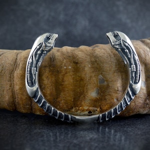 Xenomorph bracelet handmade in solid silver, Alien jewelry