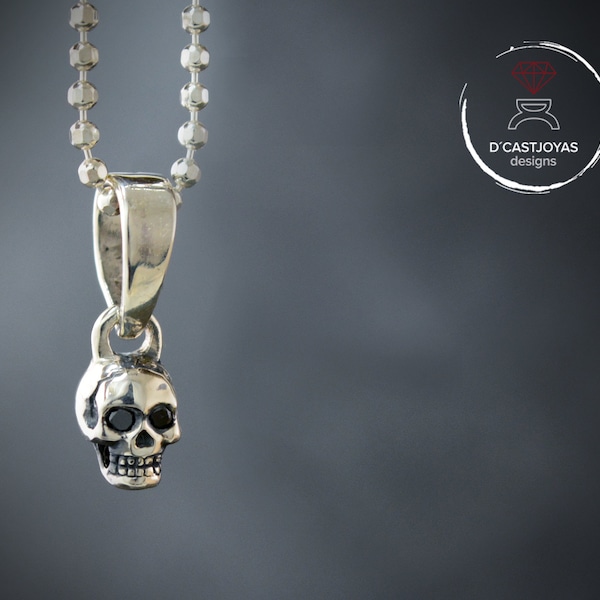 Silver tiny skull charm , Skull pendant with natural stones