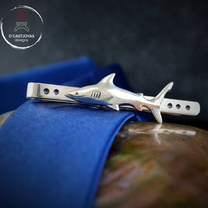 Handmade 925 Silver Shark Tie Clip - Sea Lover Gift