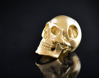 Gold skull pendant, 10, 14k an18k gold, Memento mori necklace