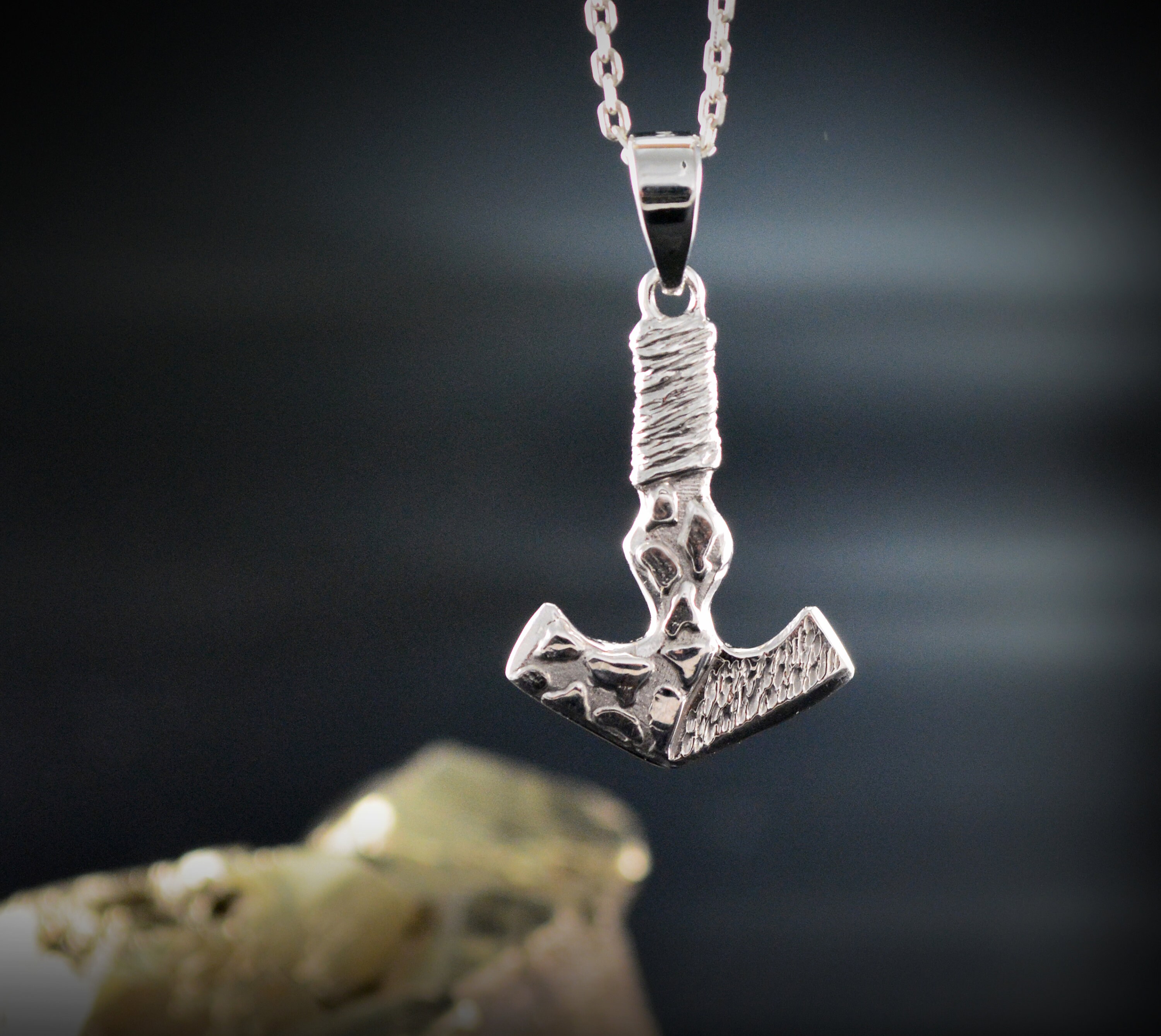 White gold thor's hammer pendant sale