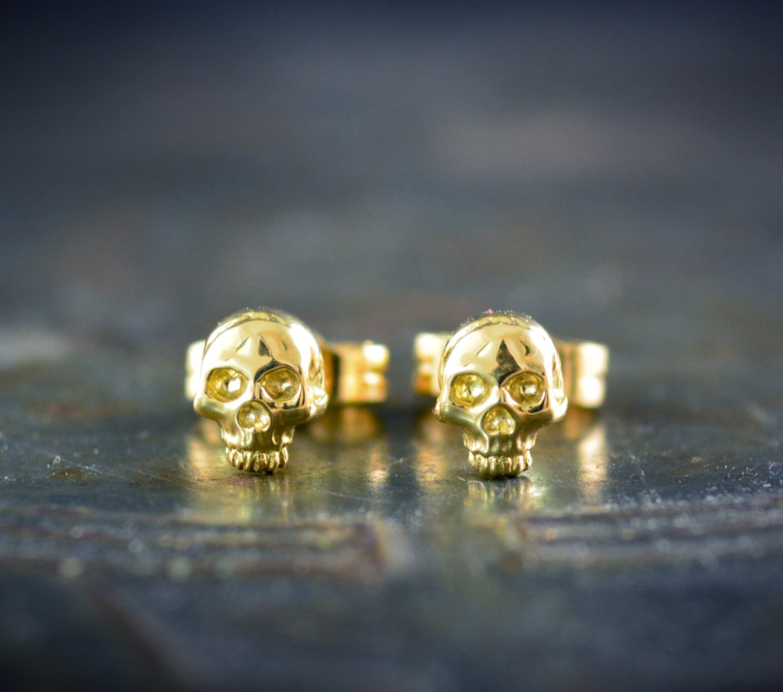 14k Gold Tiny Skull Stud 18k Gold Skull Earring Gold Skull - Etsy Australia