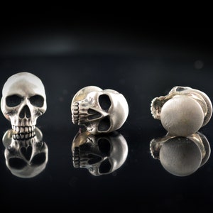 Skull buttons for tuxedo shirts handmade in sterling silver, Skull accessory wedding shirt