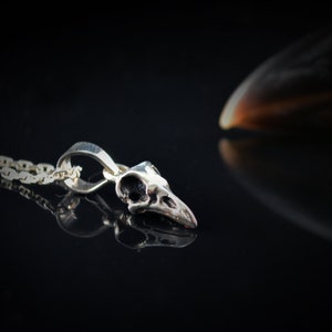 Tiny raven skull pendant, Skull bird handmade in Sterling silver, Viking pendant