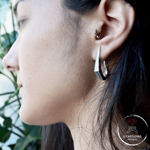 Rose gold plated dagger hoop earrings, Hand made in Sterling silver, Punk earrings image 10