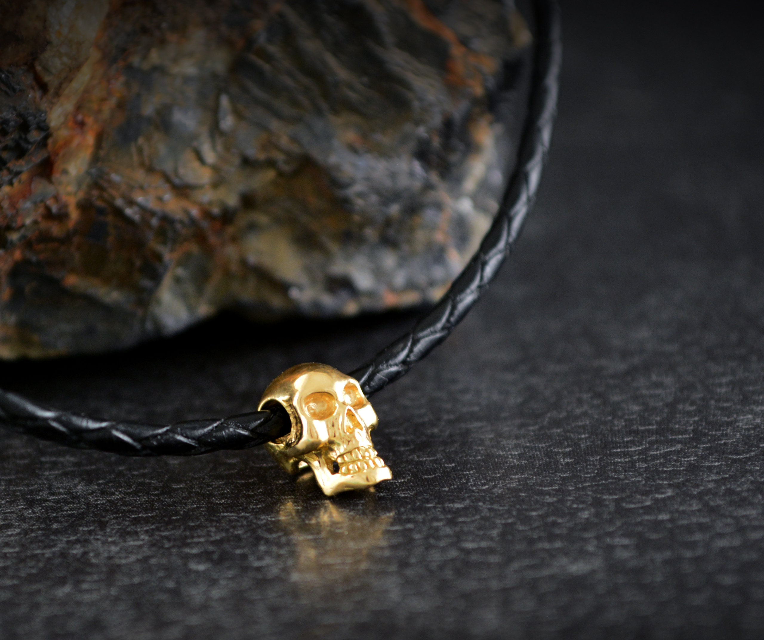 14k or 18k Gold Small Skull Pendant, Smiley Skull Necklace - Etsy