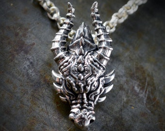 Buy Handmade Sterling Silver Dragon Head Pendant Oxidized