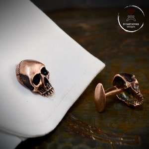 Schädel Manschettenknöpfe mit oxidiertem Finish, Schädel Hochzeitsgeschenk, Einzigartiges Geschenk für Papa