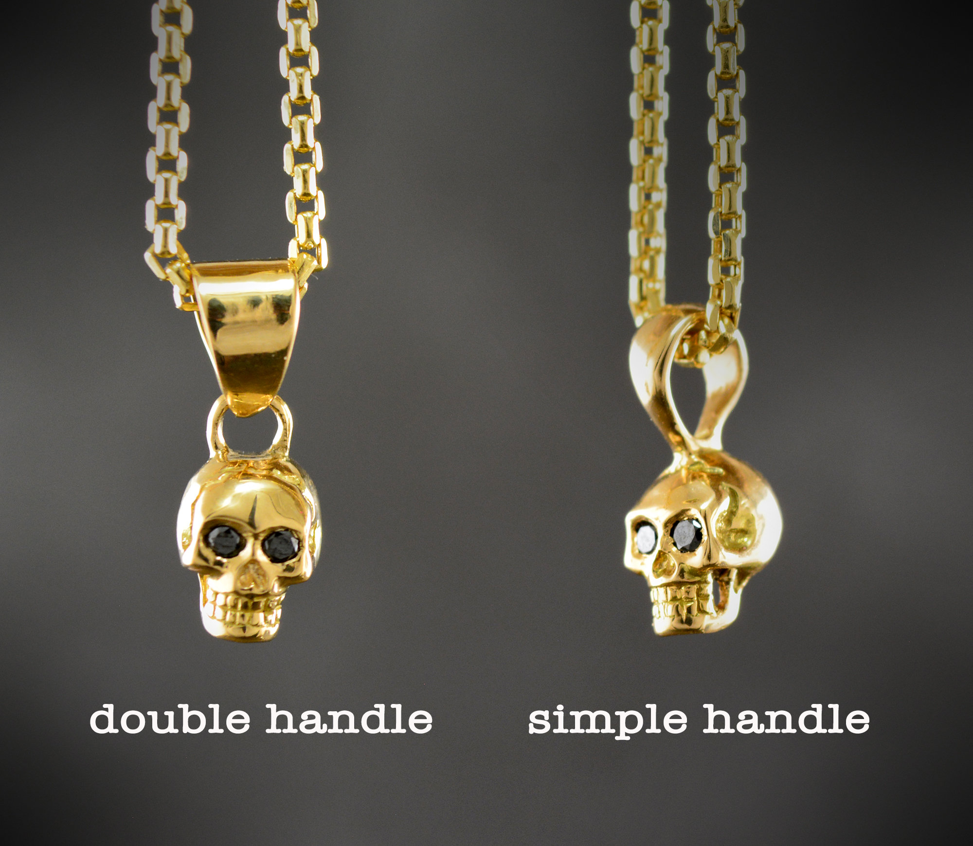 Gold Tiny Skull Pendant 14k and 18k 