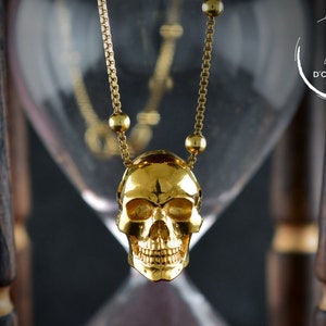 22k gold vermeil Skull pendant in Sterling silver and ,  Memento mori pendant