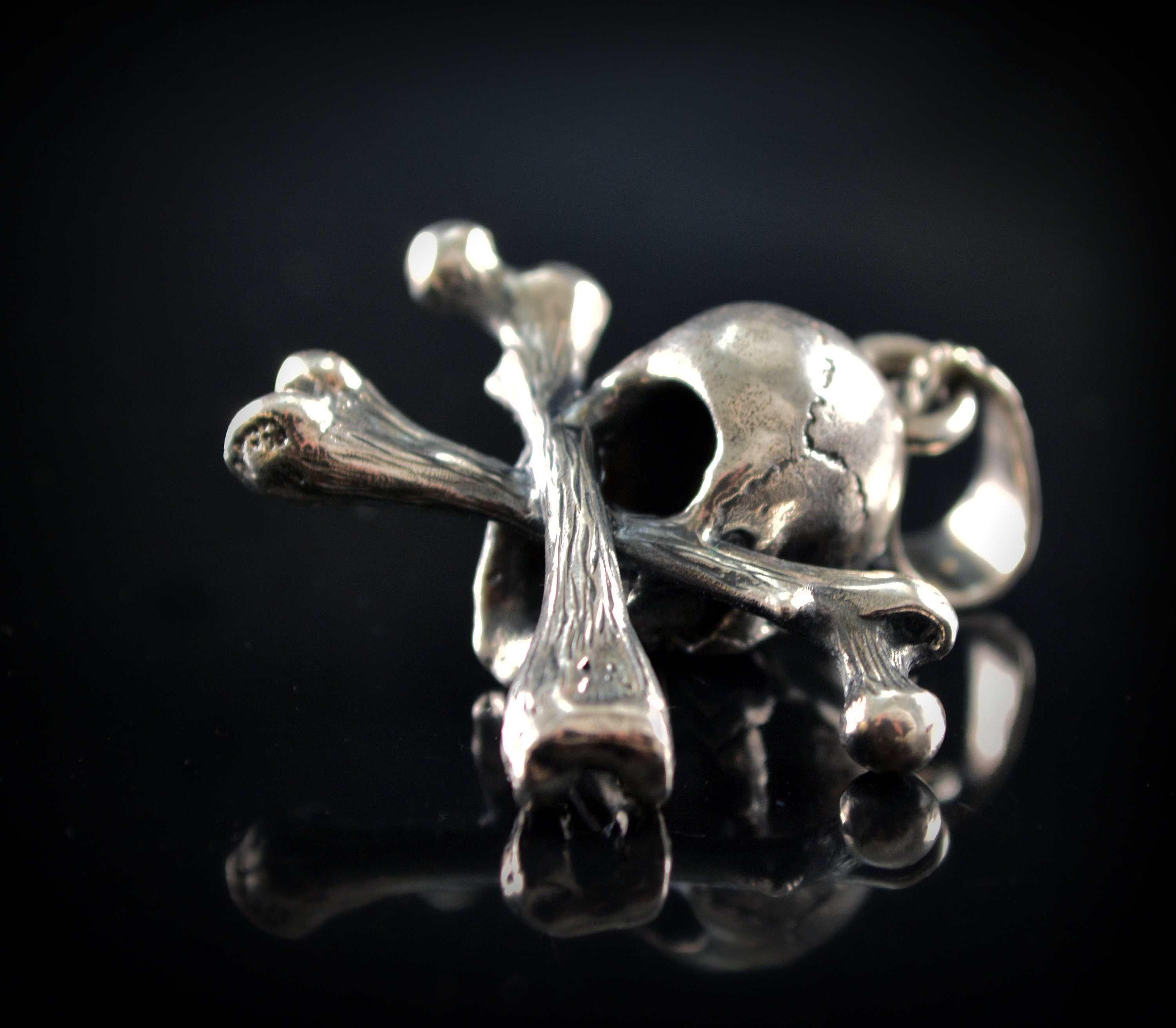 Silver Skull and Crossbones Pendant, Jolly Roger Necklace