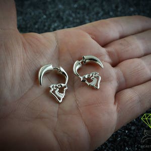 Silver Skull Hoop earring, Mens earrings
