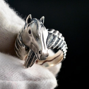 Handmade Sterling Silver Pegasus Ring: Equestrian Jewelry Gift