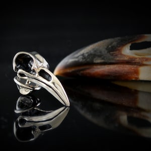 Sterling Silver Raven Skull Tie Pin: Handmade Viking Brooch