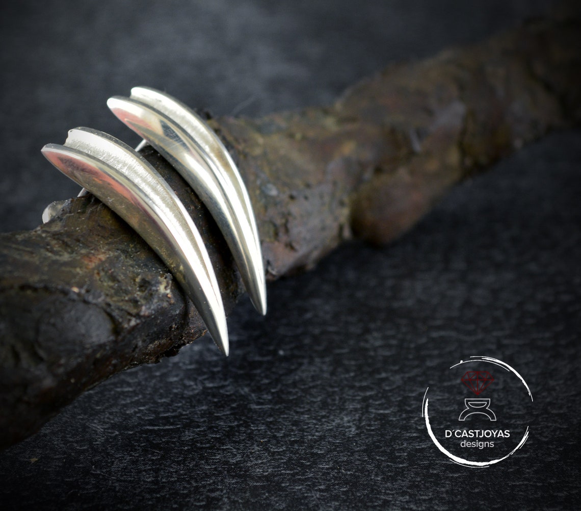 Silver long tusk earrings Fang earrings Silver claw earring Etsy