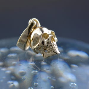 Handmade gold petit skull pendant: 10k, 14k, 18k Gold Wedding Necklace