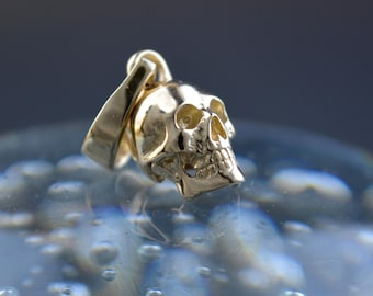 Handmade gold petit skull pendant: 10k, 14k, 18k Gold Wedding Necklace