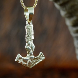 Thor hammer pendant in solid gold 14k and 18k, Mjolnir necklace