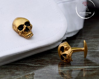 Gemelli a forma di teschio placcati in oro: Calaveras Gemelli in argento sterling