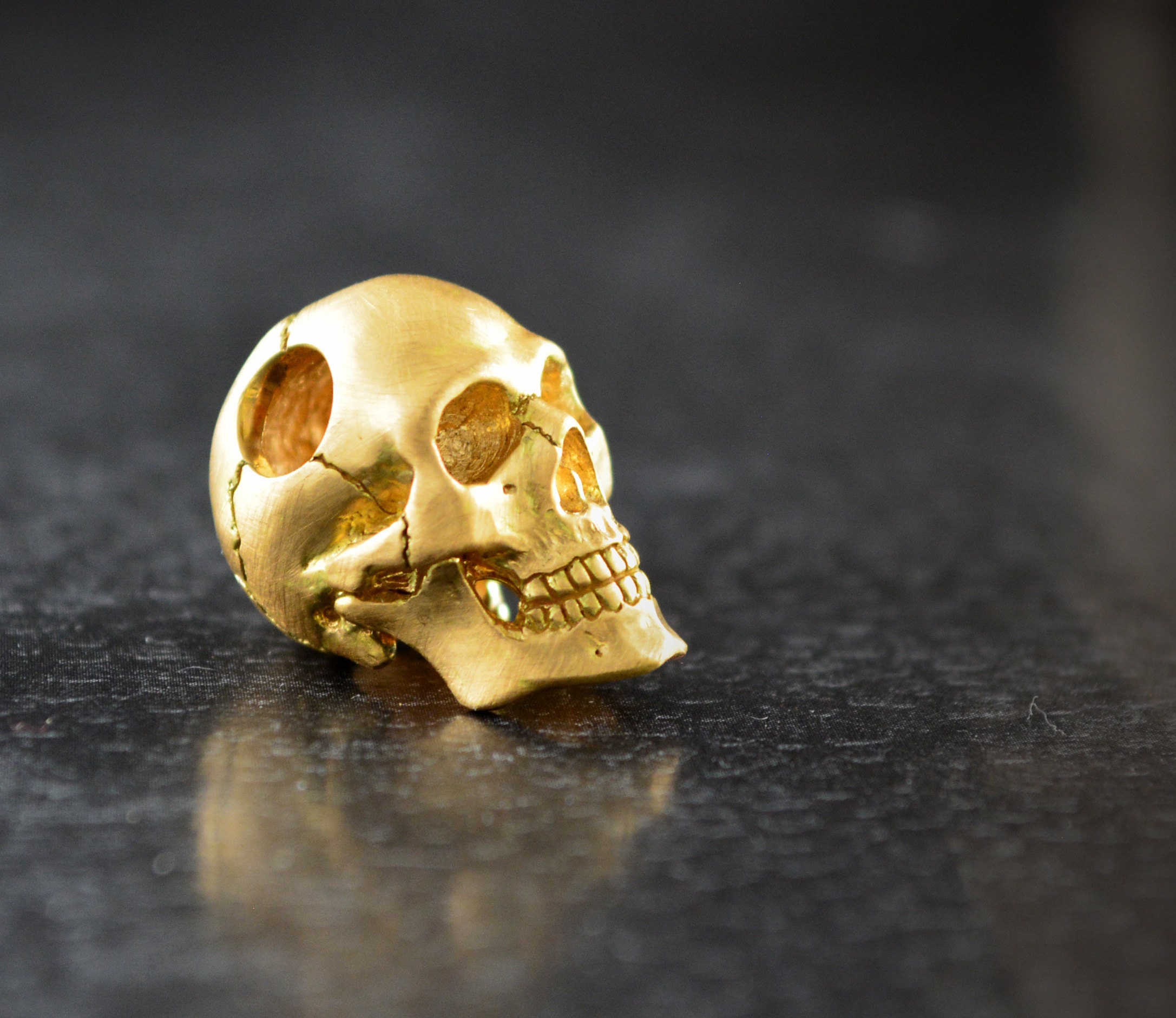 Gold Skull Pendant Handmade in 18k Y 