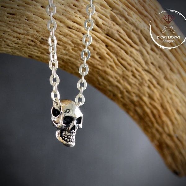 Silver human skull charm, Memento more pendant