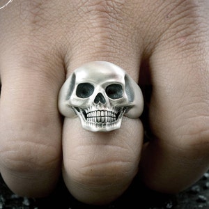 Sterling silver human skull ring, Memento mori ring