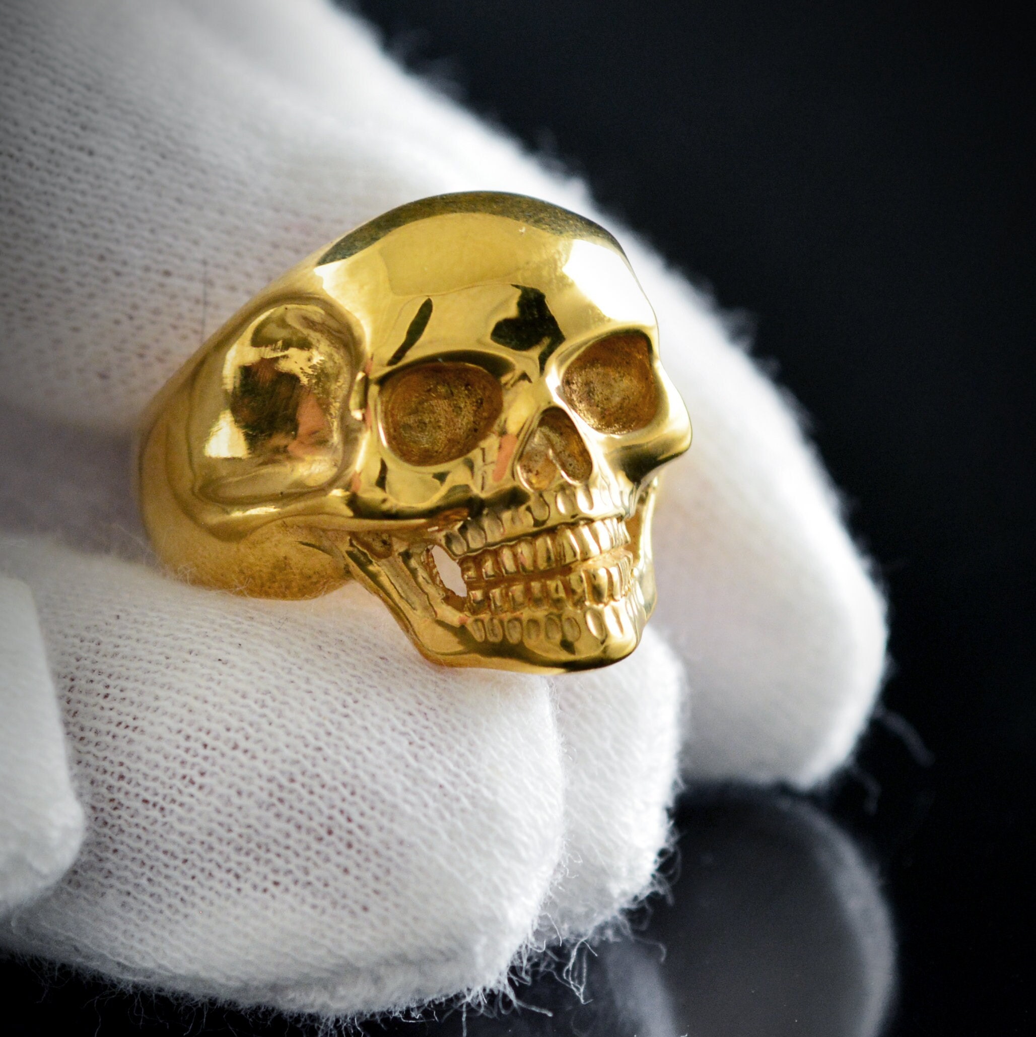 Buy Solid Gold Skull Ring 10k Human Skull Ring Memento Mori