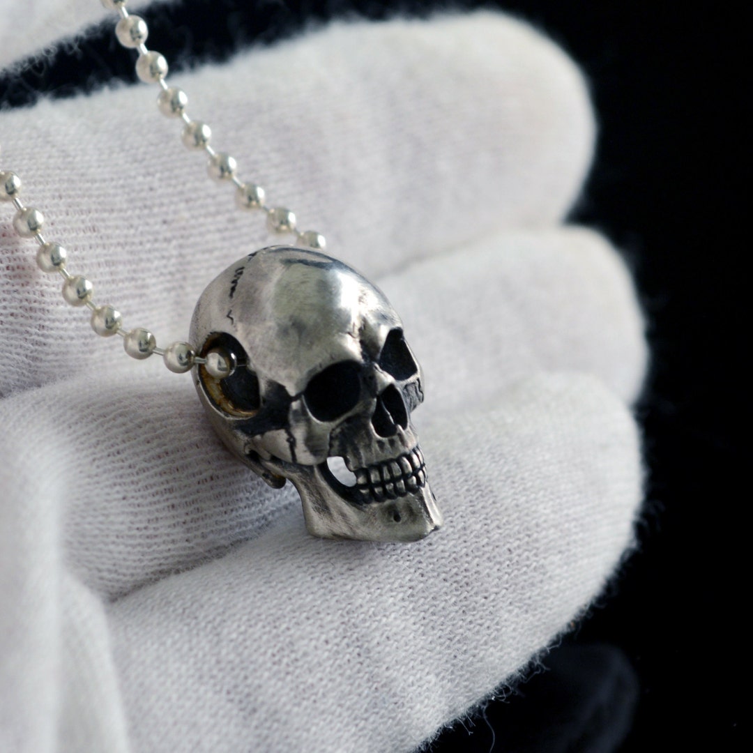 Sterling Silver Skull Pendant: Handmade Memento Mori Jewelry - Etsy