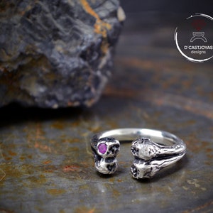 Anello in argento massiccio con osso, anello vichingo immagine 8