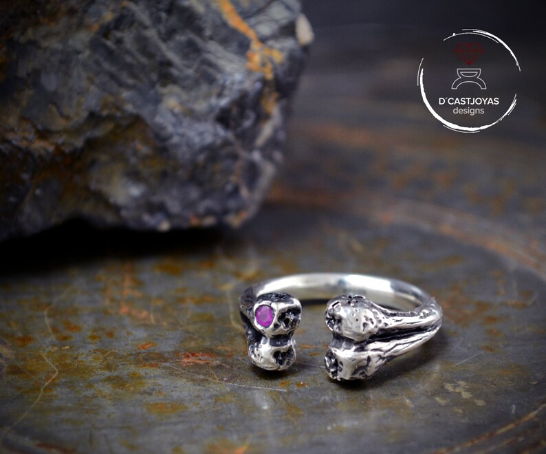 Anello in argento massiccio con osso, anello vichingo immagine 8