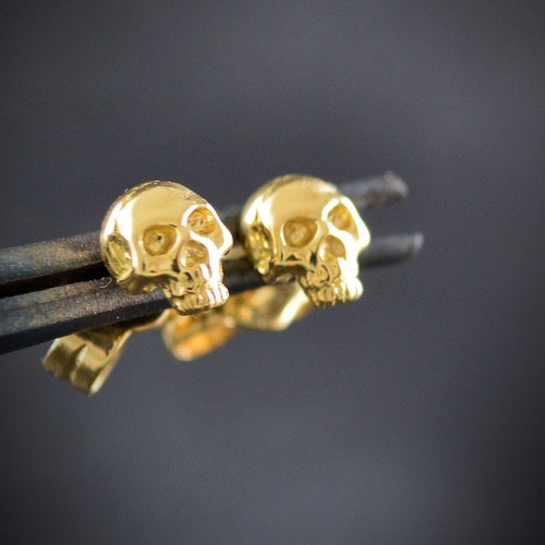 14k Gold Tiny Skull Stud 18k Gold Skull Earring - Etsy
