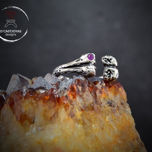 Anello in argento massiccio con osso, anello vichingo immagine 9