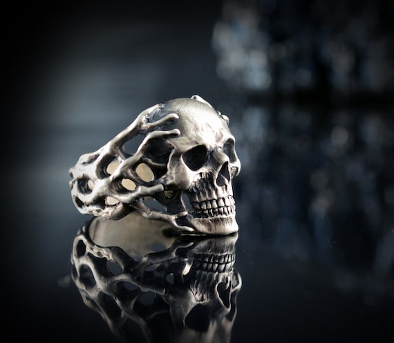 Anillo calavera plata 925 para mujer hombre Anillo - México