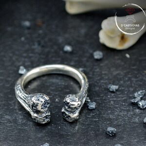 Anello in argento massiccio con osso, anello vichingo immagine 3