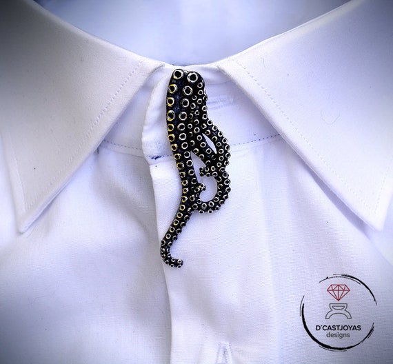 Broche de plata 925 Pulpo Pin de camisa de plata Pulpo de | Etsy México