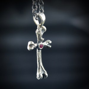 Solid silver small femur bone pendant, Realistic Human Bone Necklace, Skulls and Bones