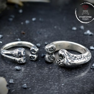 Anello in argento massiccio con osso, anello vichingo immagine 7
