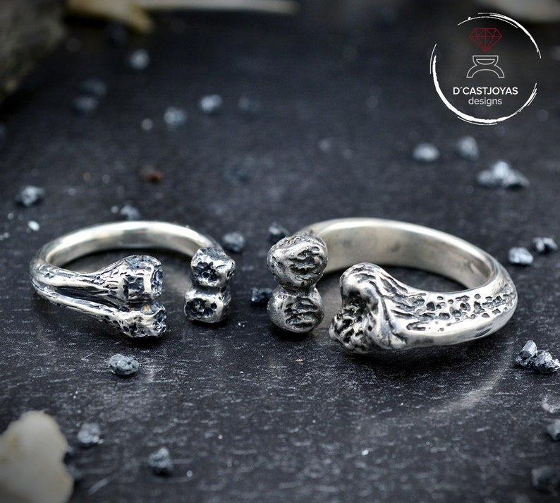 Anello in argento massiccio con osso, anello vichingo immagine 7