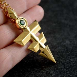Golden pendant The Emperor&#39;s Key, Egyptian inspired amulet with stone