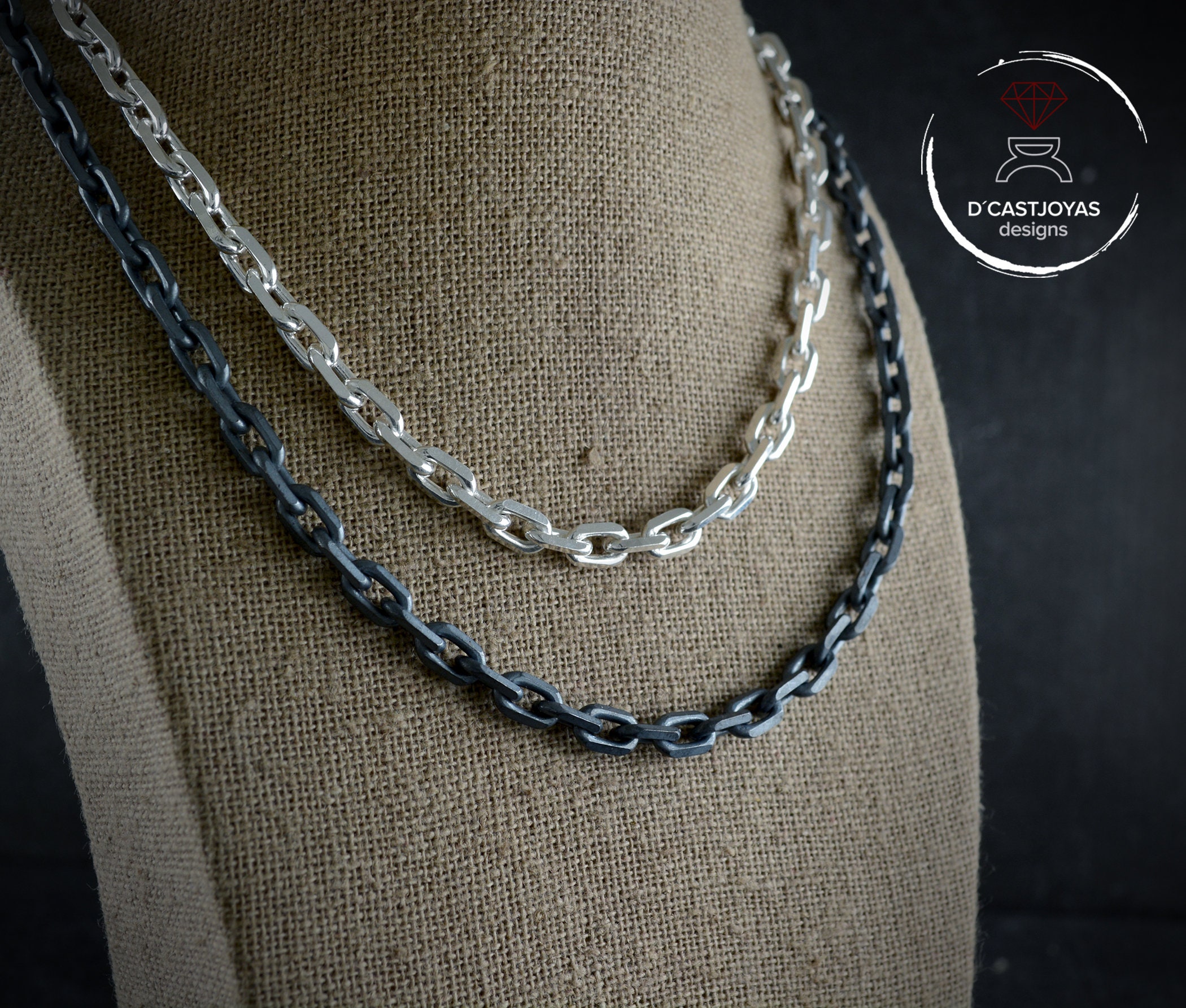 Cementerio Conejo Sin alterar Cadena forzada diamantada muy gruesa plata 925 Hombres Collar - Etsy México