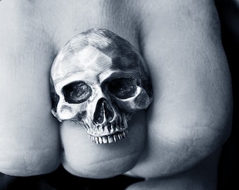 Silver Skull ring Keith Richards  inspired, Memento Mori ring, Rock and roll ring