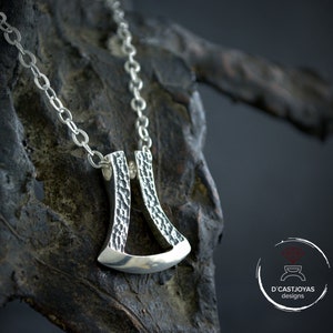 Silver modern Thor Ax pendant with hammered textures