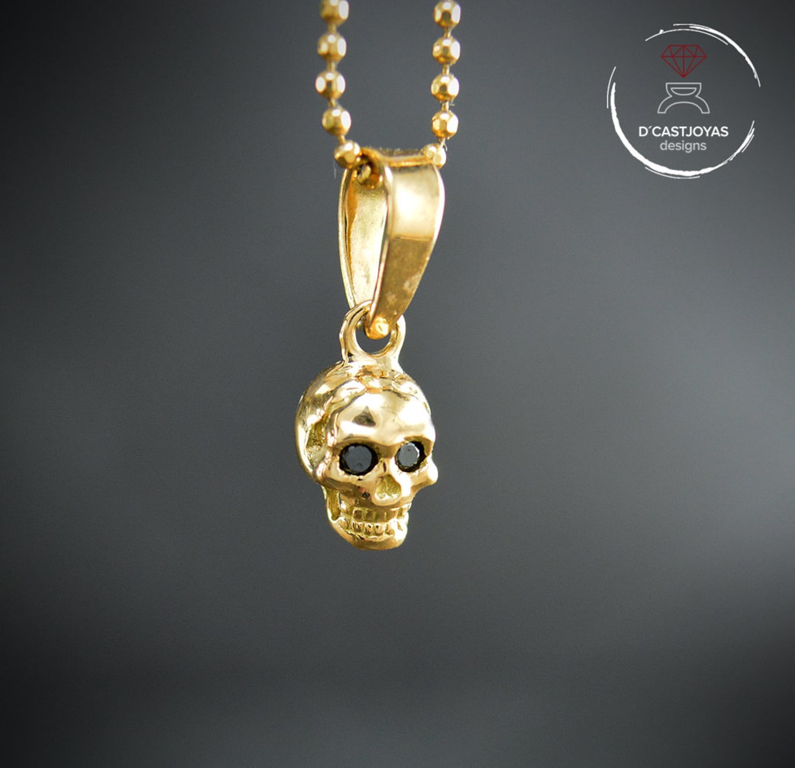 14K Gold tiny skull charm with natural stones set Cool gift Etsy